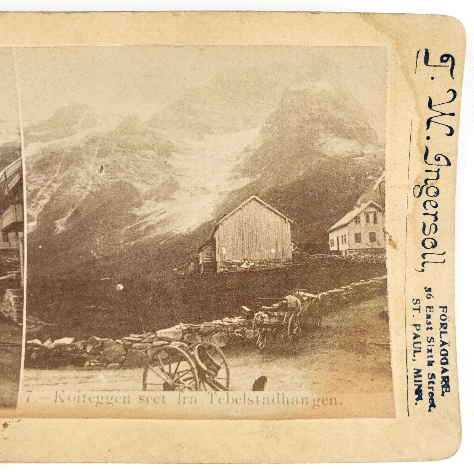 Norway Mountain Village Homes Stereoview c1895 Scandinavian Carriage Road A2559