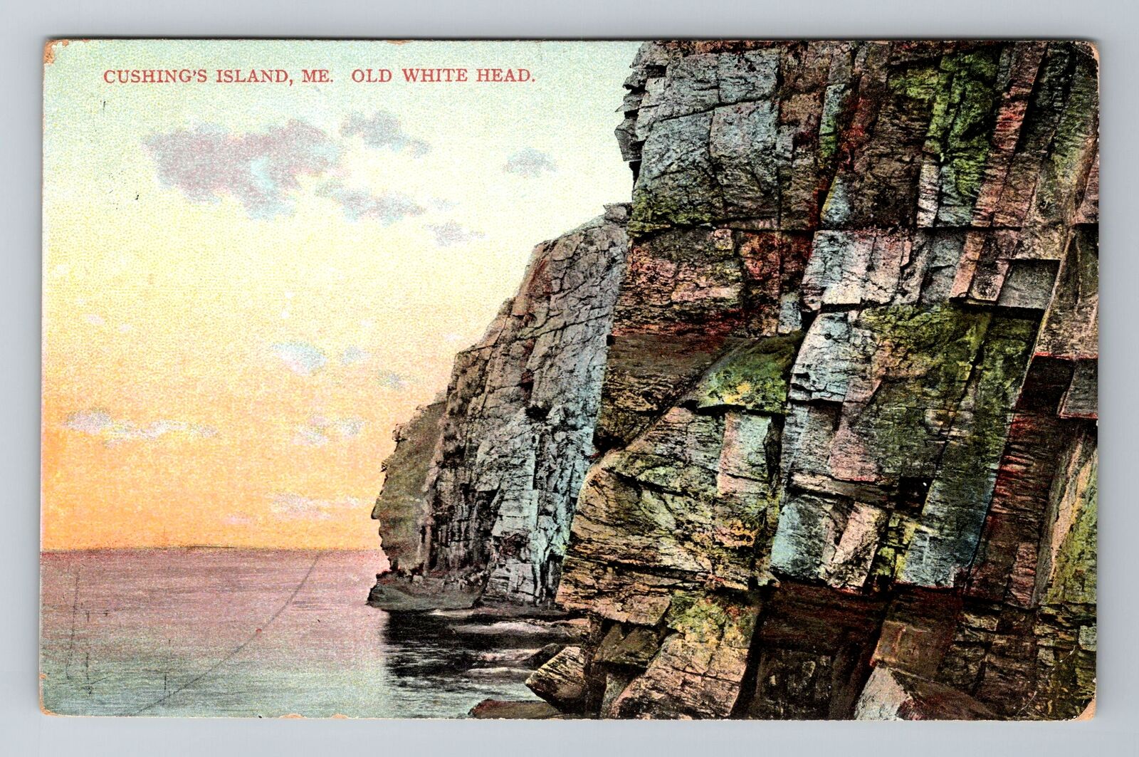 Cushing Island ME-Maine, Old White Head, Antique Vintage Souvenir Postcard