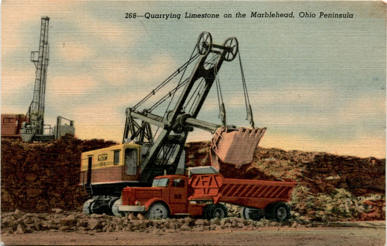 Quarrying, limestone, Marblehead Peninsula, Ohio, Kelley Island Postcard