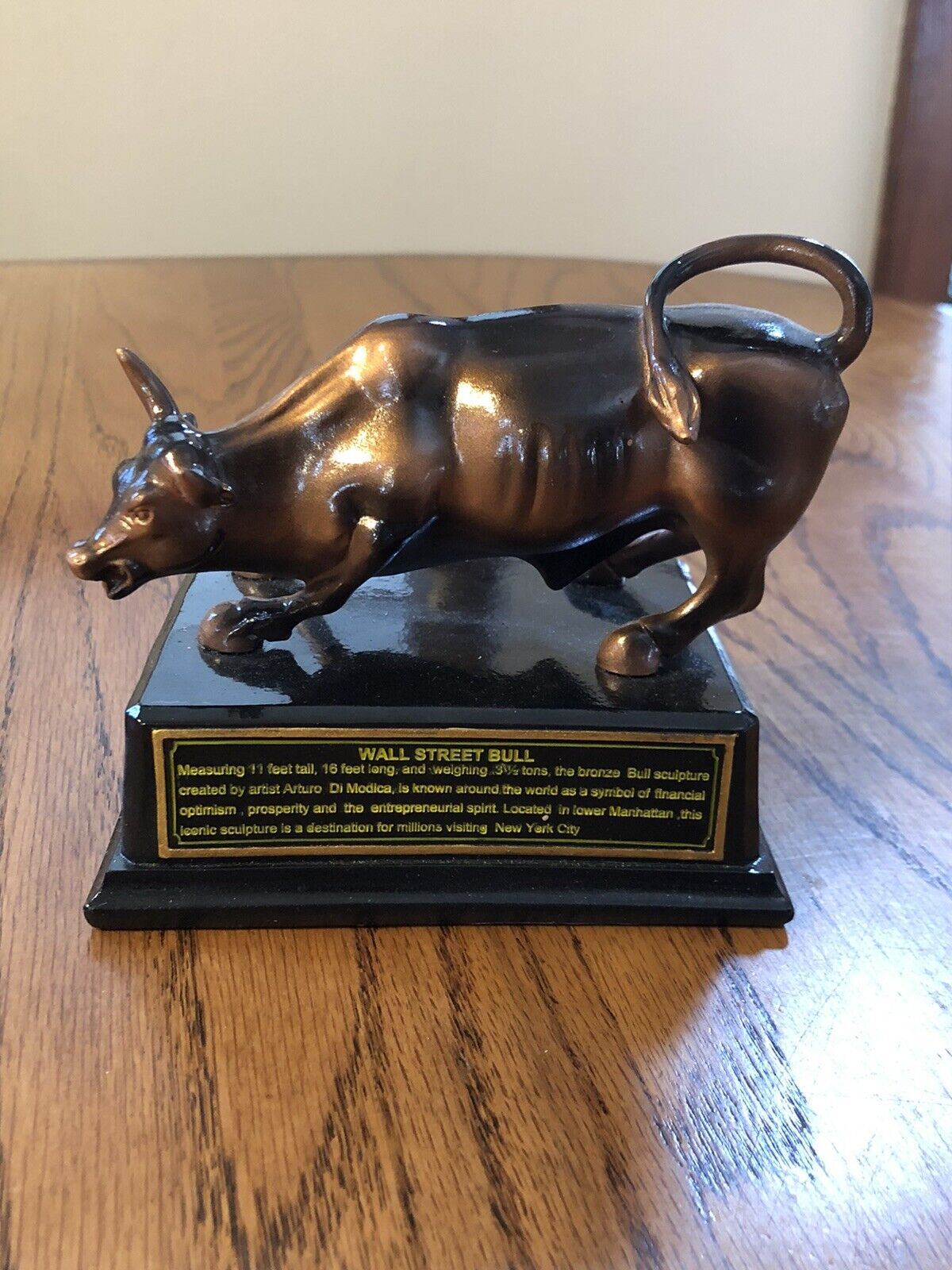 Official Licensed Bronze Wall Street Bull Stock Market NYC Figurine Statue 5”