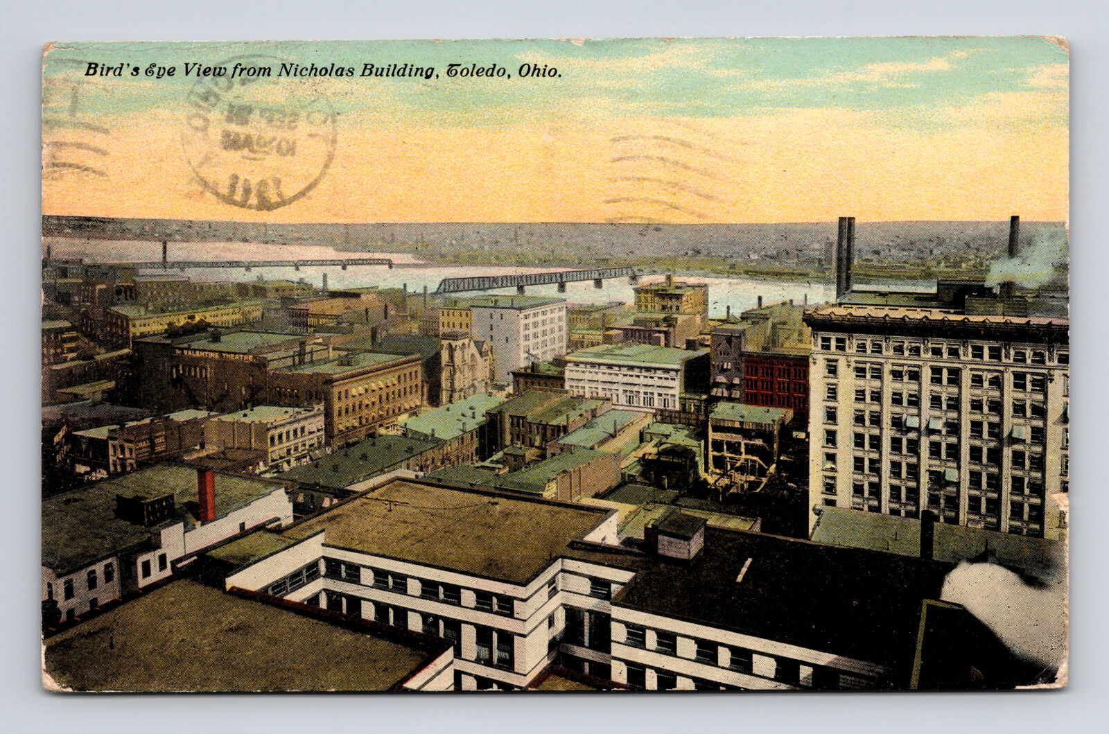 c1911 DB Postcard Toledo OH Ohio Bird's Eye From Nicholas Building