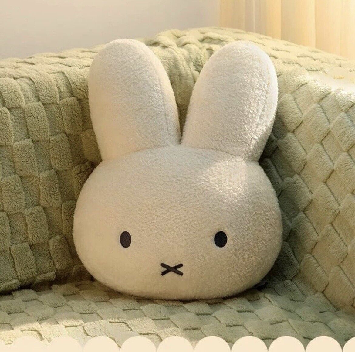 New Beige White HUGE Miffy Mascot Rabbit Face Sleeping Cushion Hug Bed Pillow