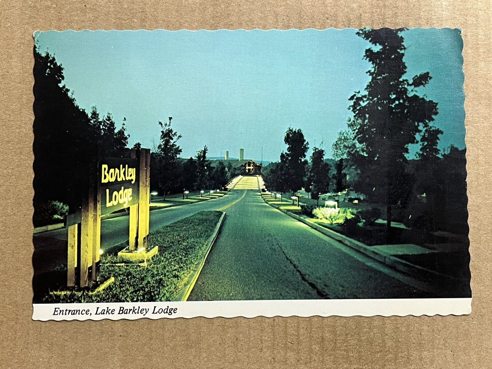 Postcard Cadiz KY Kentucky Lake Barkley State Resort Park Entrance Vintage PC