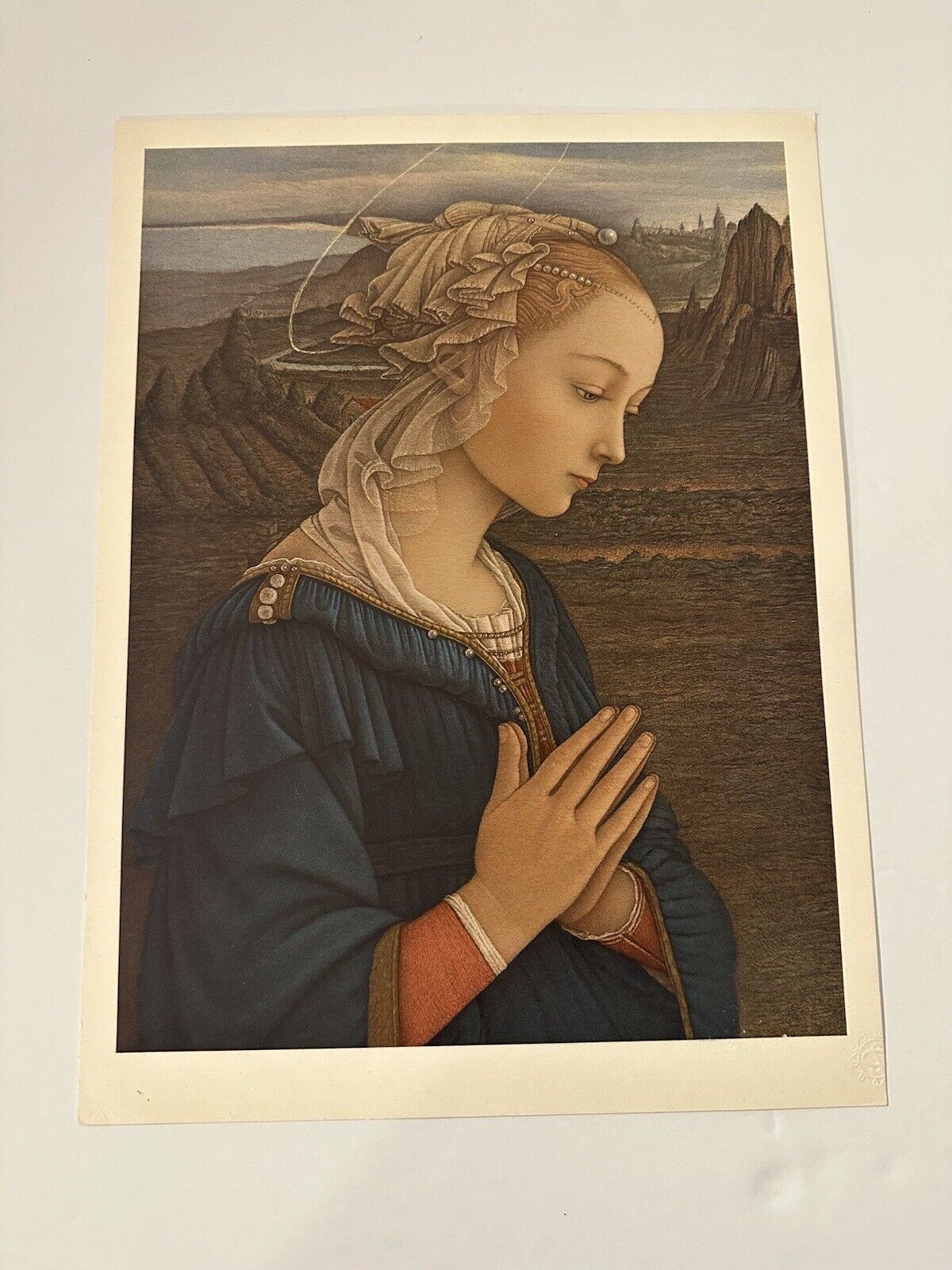 Imported 1950’s Religious Prints from Italy, Rinascimento Print, Madonna 