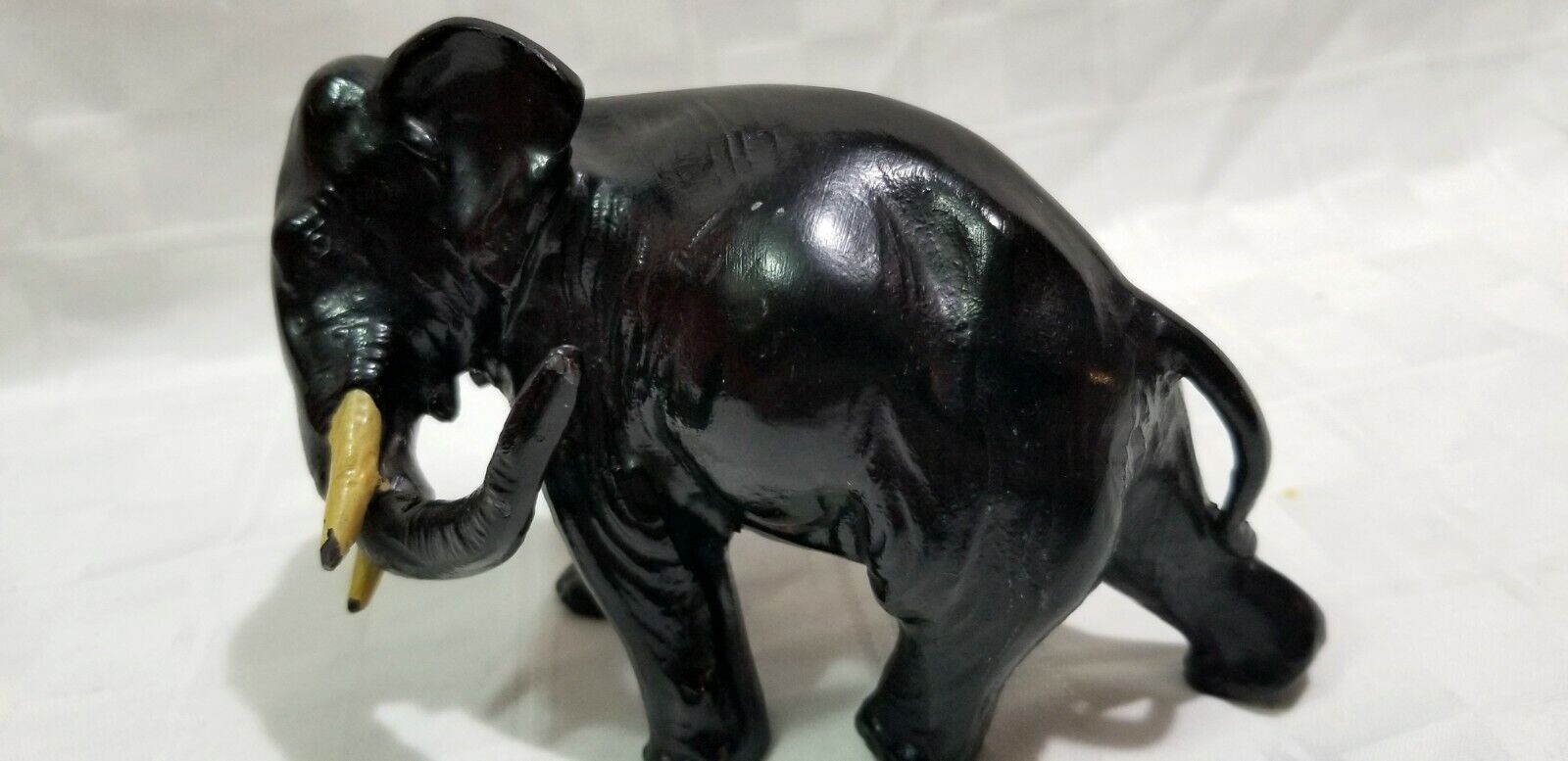 Beautiful Detailed PAINTED METAL ELEPHANT PAPERWEIGHT Superb Antique A B8