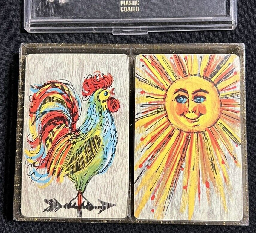 Vintage Stardust 2 Deck Playing Cards Rooster and Sun