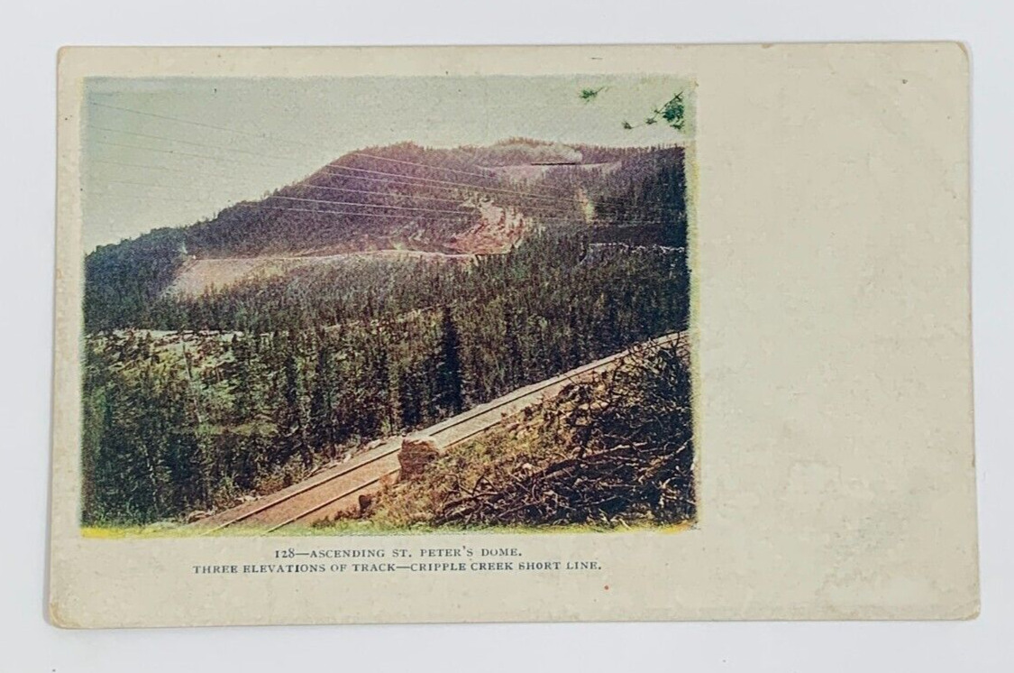 Ascending St Peters Dome Three Elevations of Track Colorado Postcard Embossed