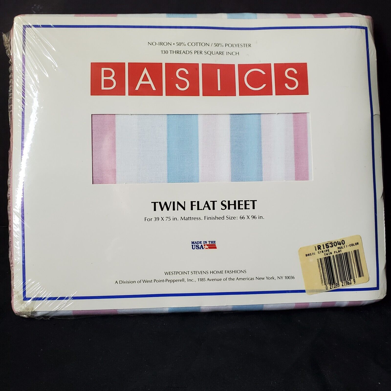 Basics Vintage Twin Flat Sheet Colorful Stripes 66 X 96\