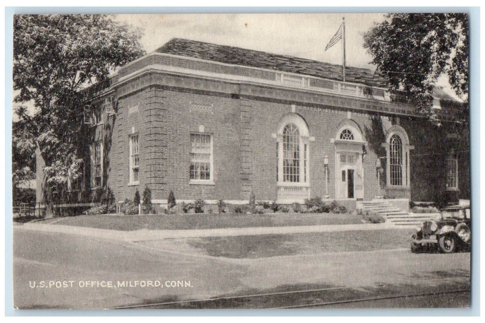 c1910s US Post Office Exterior Roadside Milford Connecticut CT Unposted Postcard