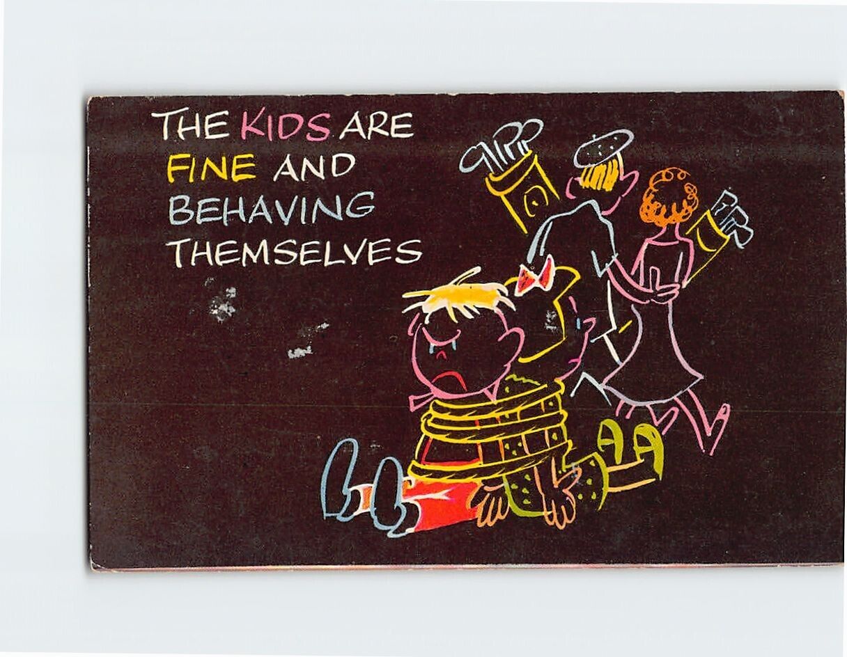 Postcard The Kids are Fine & Behaving Themselves Parents Going Golfing Humor
