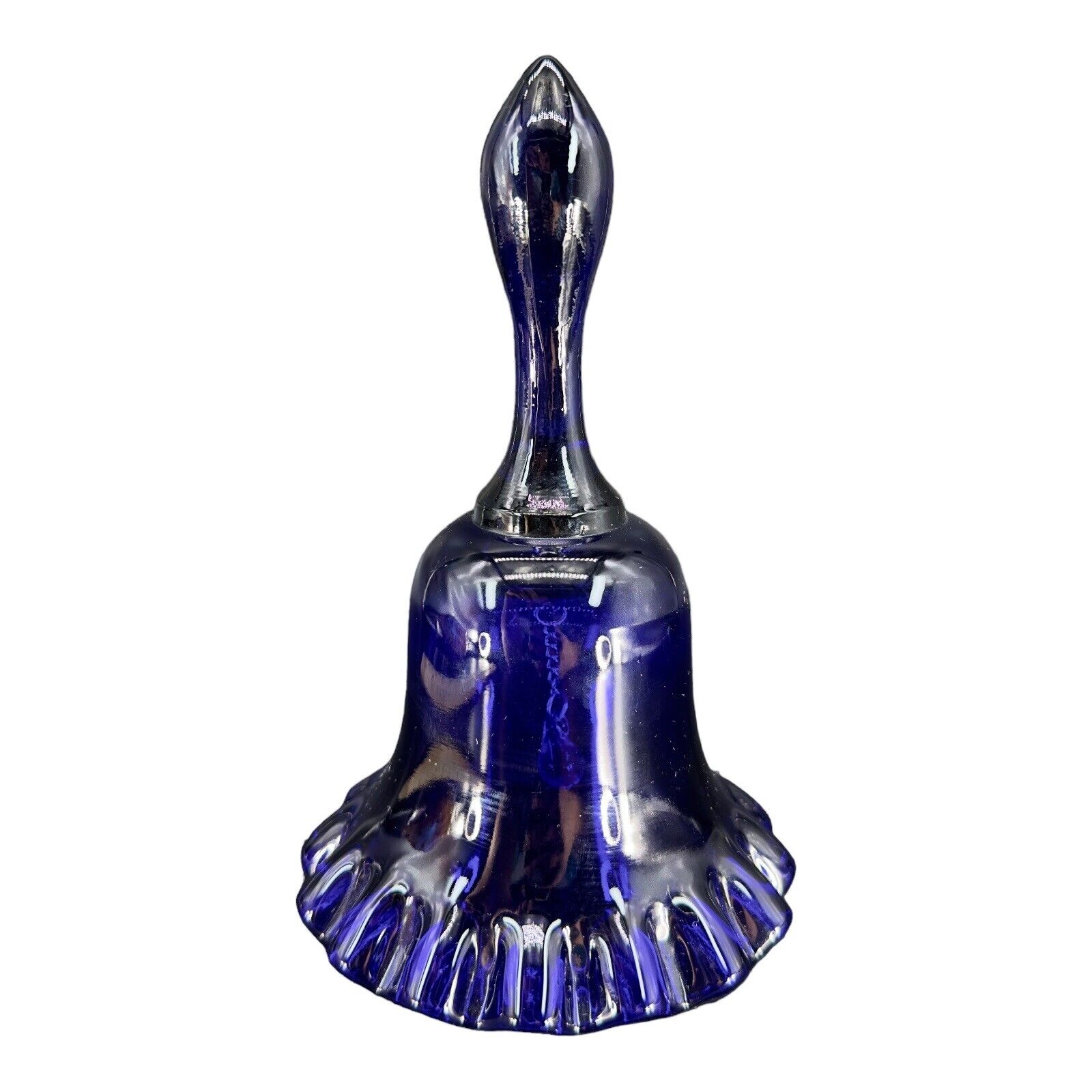 Vintage Fenton Cobalt Blue Glass Bell Figurine Ruffled Bottom Large Heavy 6.5\