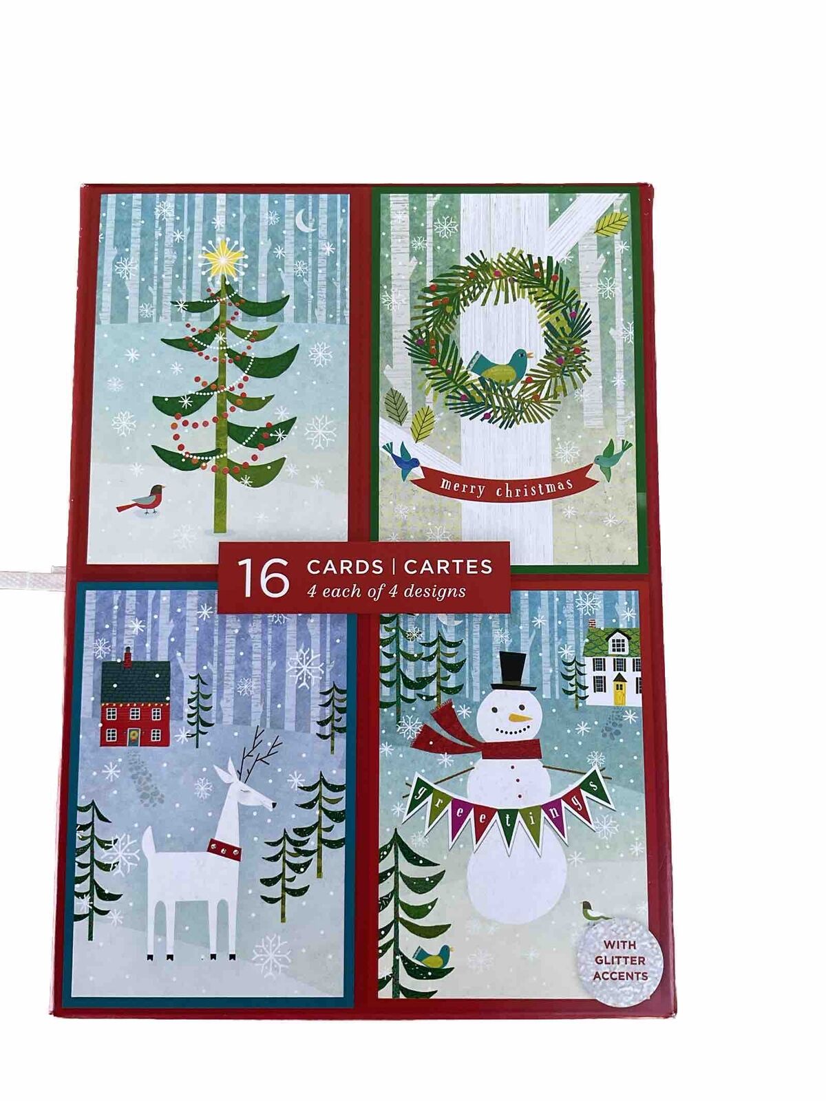 Image Arts Christmas Cards Box Of 16 Cards, 4 Each Of 4 Designs, Winter Theme