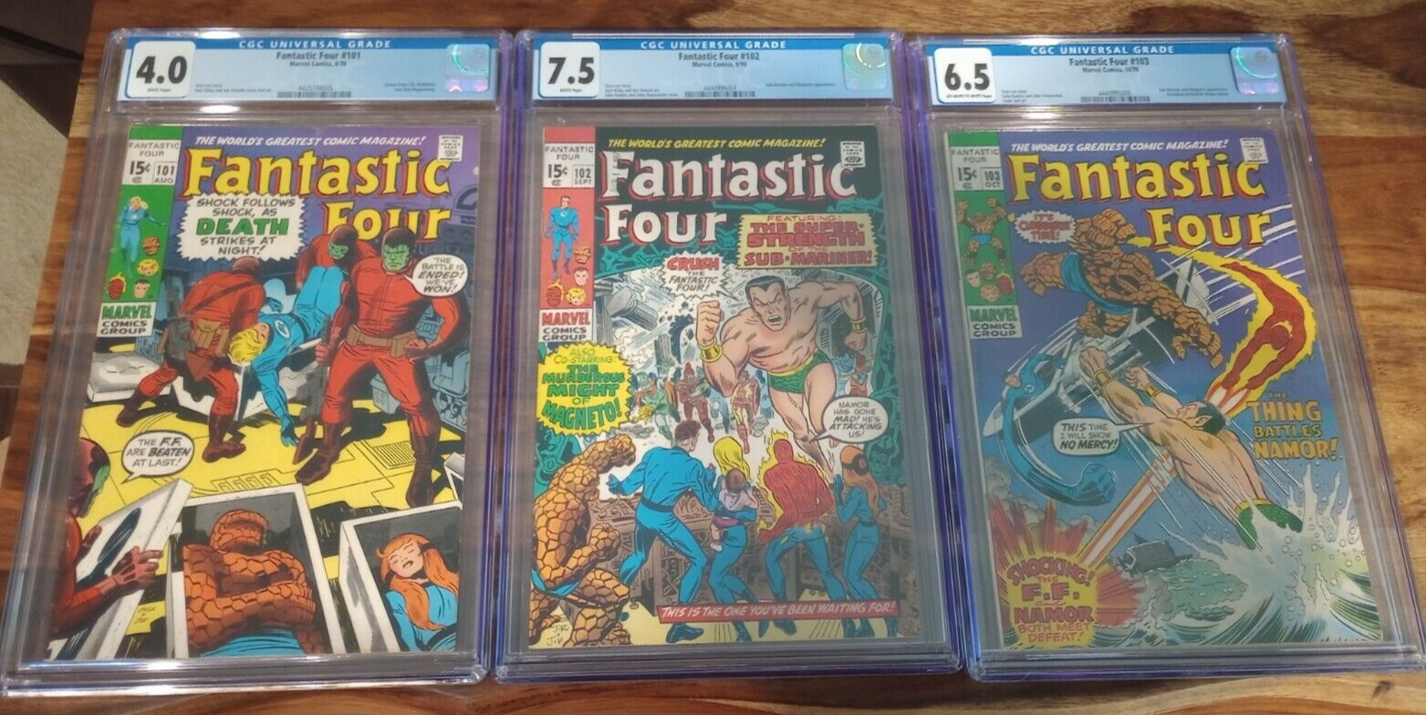 Fantastic Four Lot of 3 #101-102-103 CGC (1970) Jack Kirby