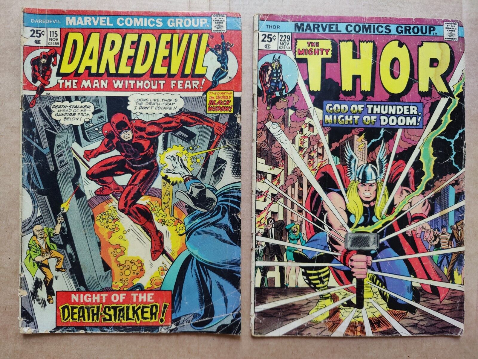 VERY LOW GRADE Daredevil 115 Thor 229 Early Appearance Wolverine Ad Lot Of 2 
