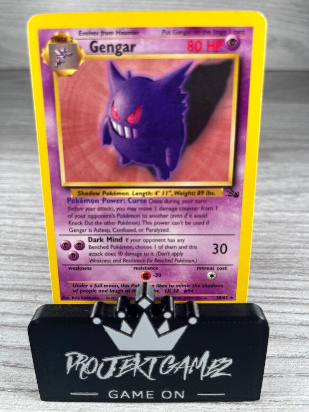 Pokemon cards Gengar 20/62 Fossil Unlimited Set 1999 Non Holo Rare Card WOTC