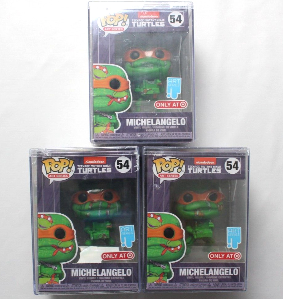 3x Funko Teenage Mutant Ninja Turtles POP Art Series Michelangelo Vinyl #54