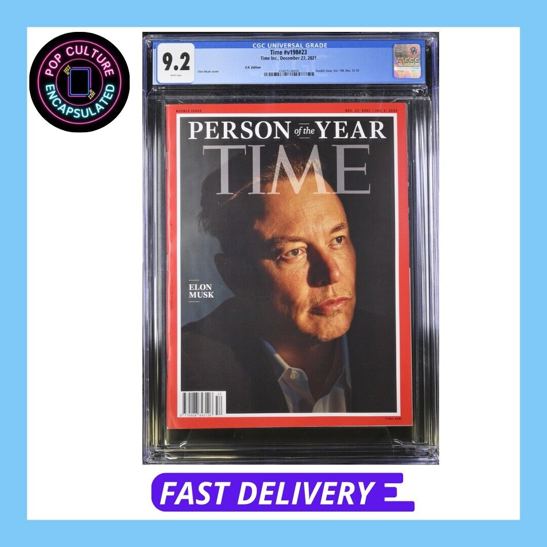 CGC Magazine 9.2 Graded Elon Musk Person Of The Year Time Magazine 2022