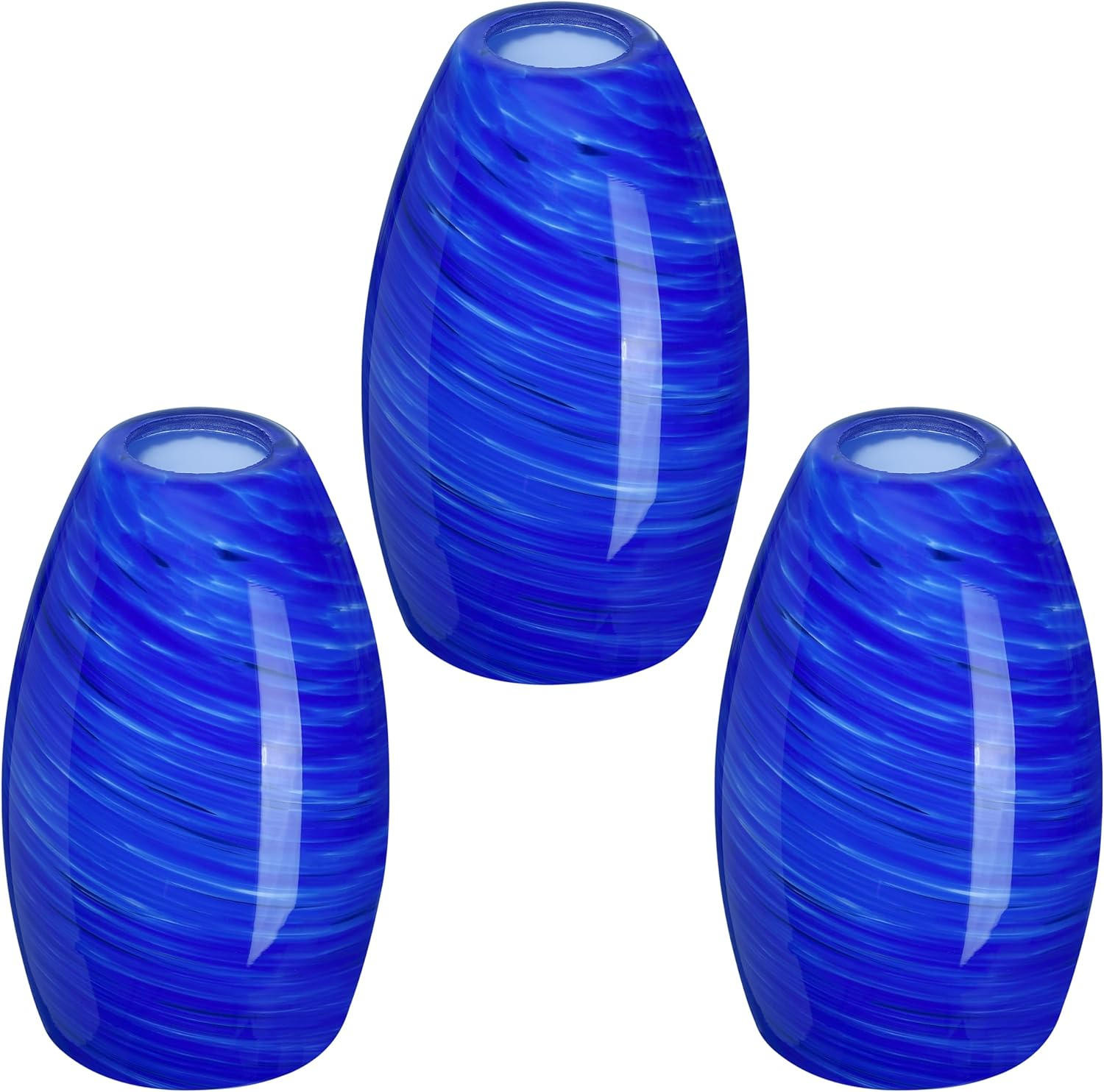 Blue Oval Glass Lamp Shade 3-Pack