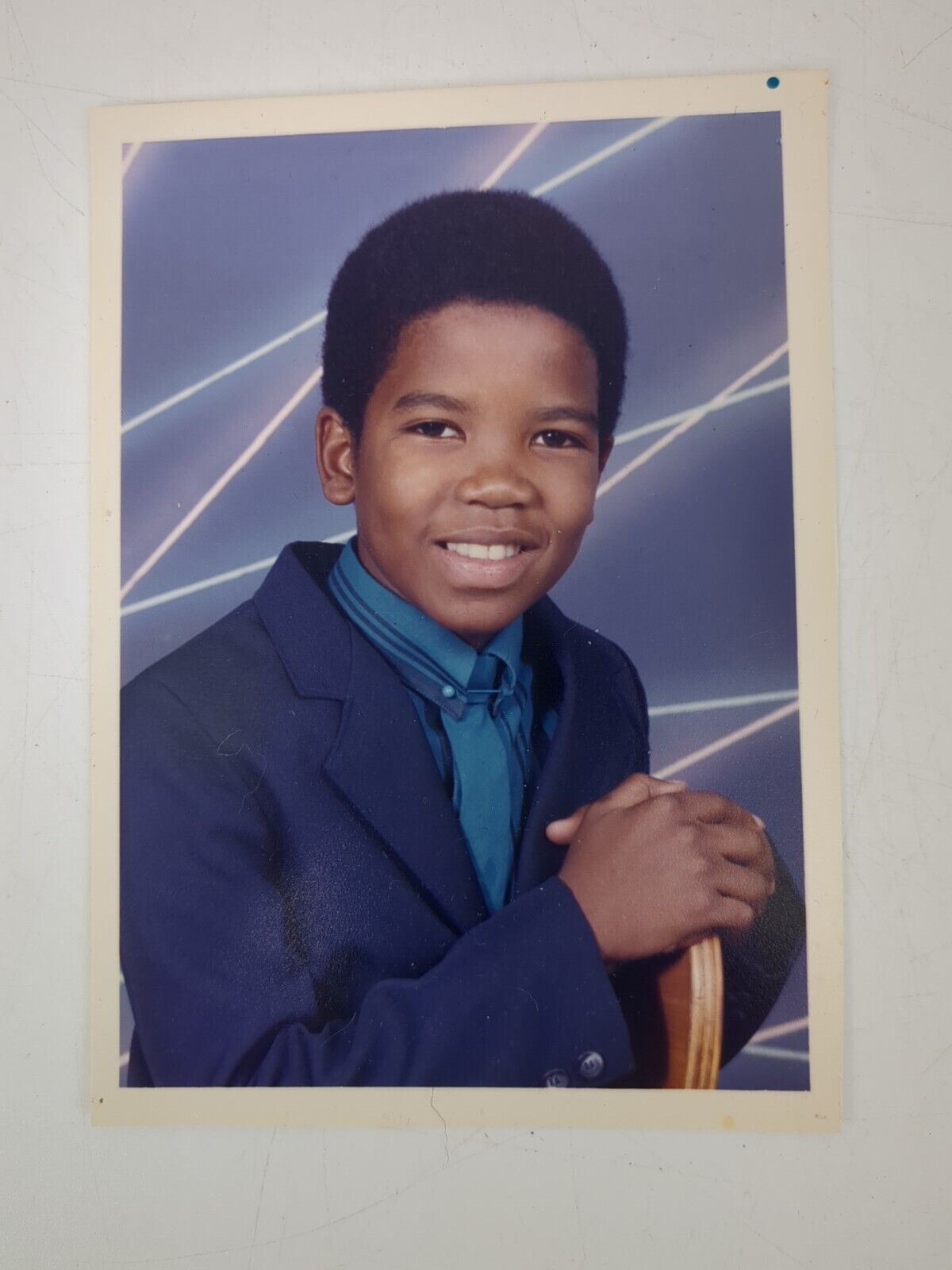 VTG 1980s Small Found Photograph Original Portrait School African American Boy