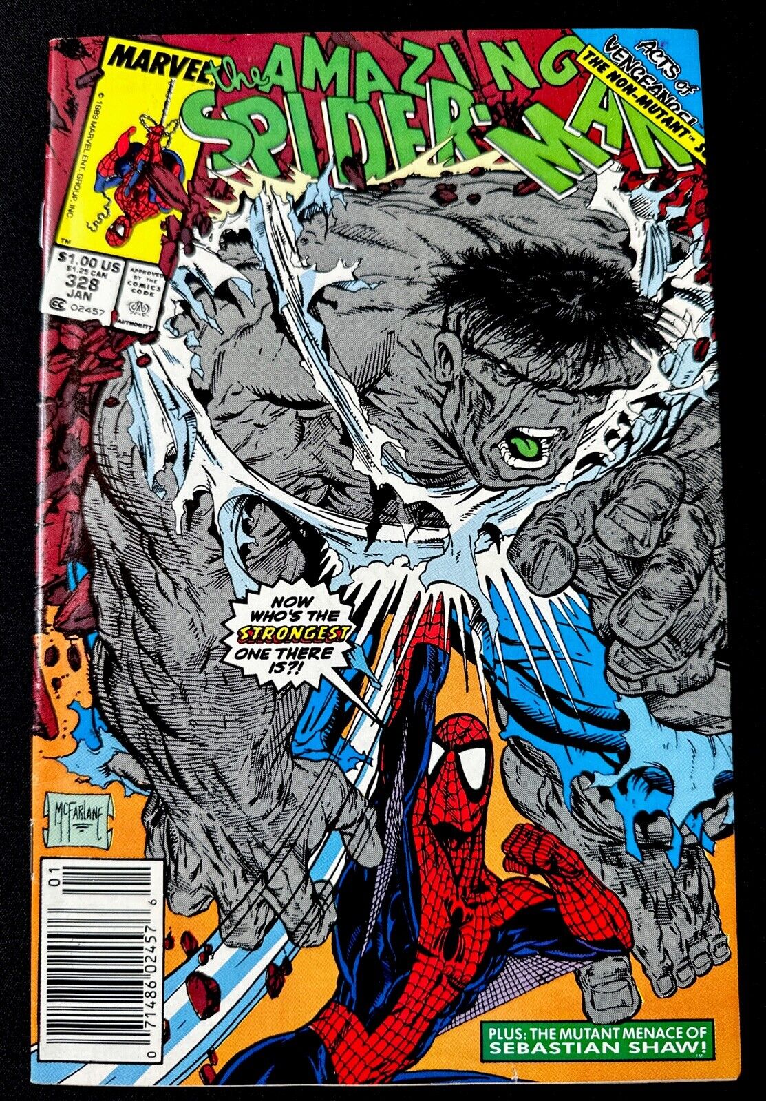 Amazing Spider-Man 328 Hulk Vs. Spider-Man McFarlane Cover Mid Grade Newsstand