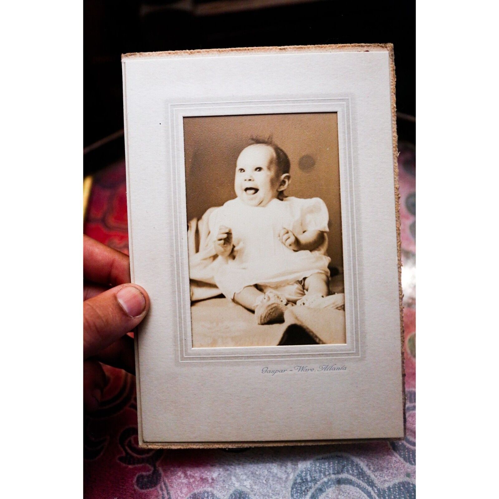 Excited Baby Laughing Cute Booties Smiling Happy Antique Atlanta Vintage Photo