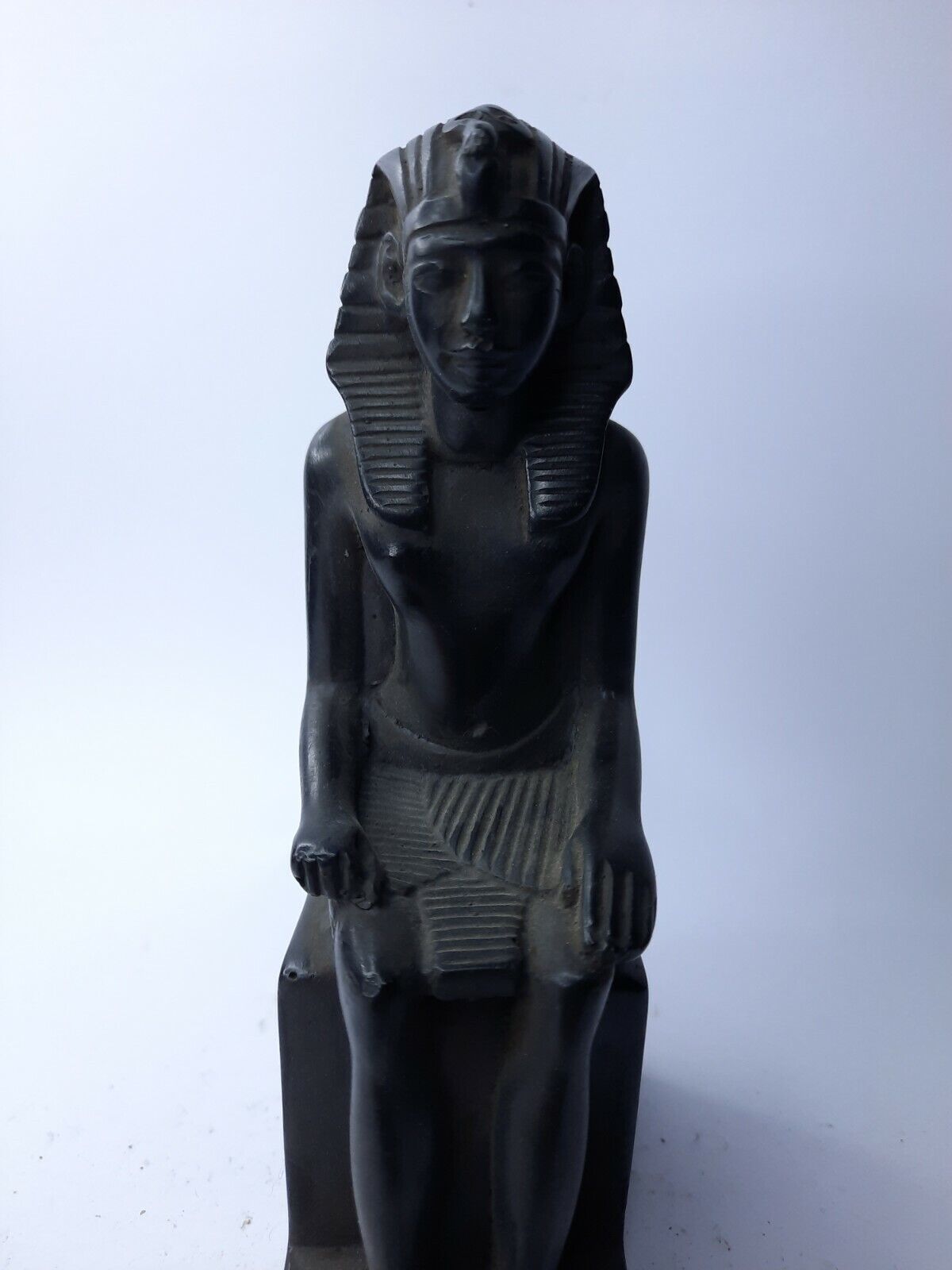 UNIQUE ANCIENT EGYPTIAN ANTIQUE Seated King Tutankhamun Statue Heavy Stone