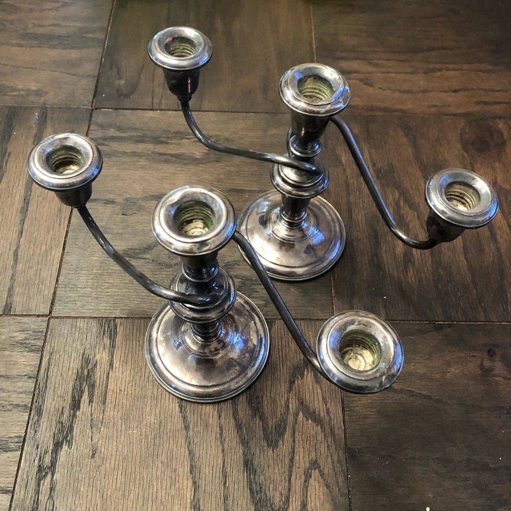Frank M Whiting Co 2 Candelabra Candle Holder Set Sterling Weighted Re-enforced