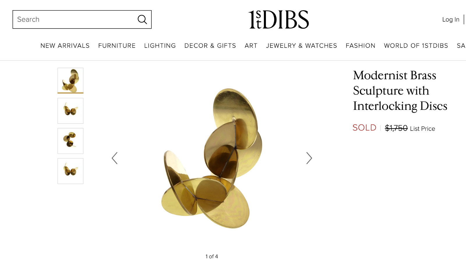 Modern Brass Sculpture with Interlocking Discs