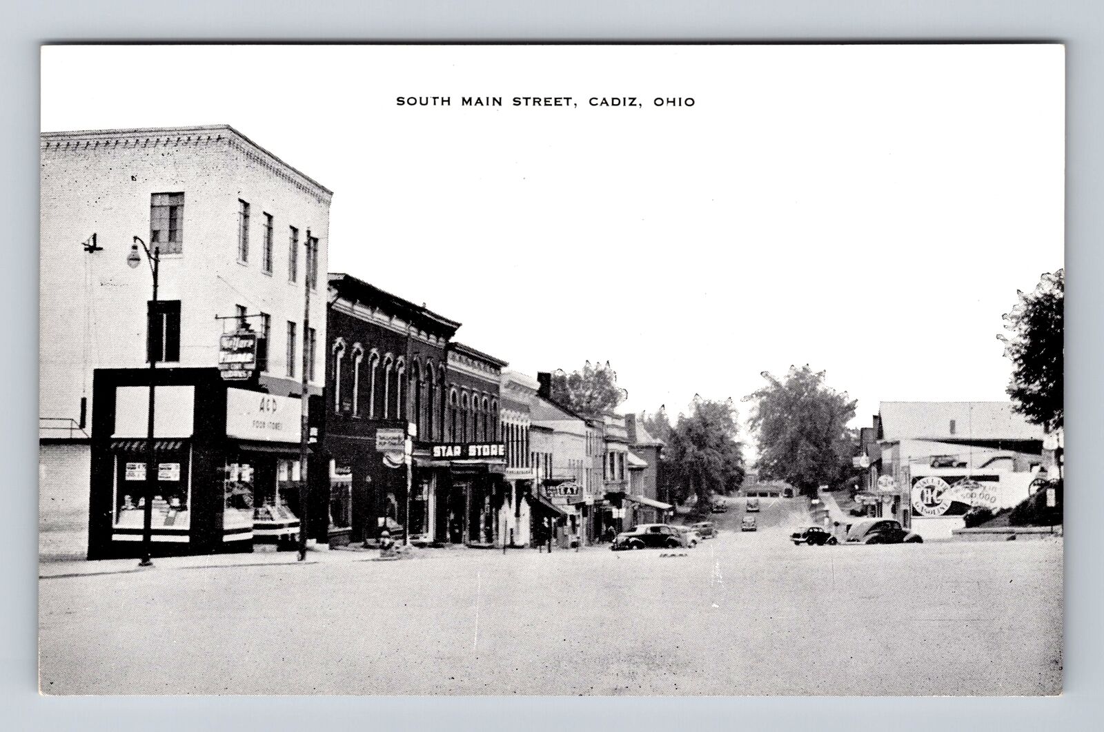 Cadiz OH-Ohio, Main Business Area South Main Street, Antique Vintage Postcard