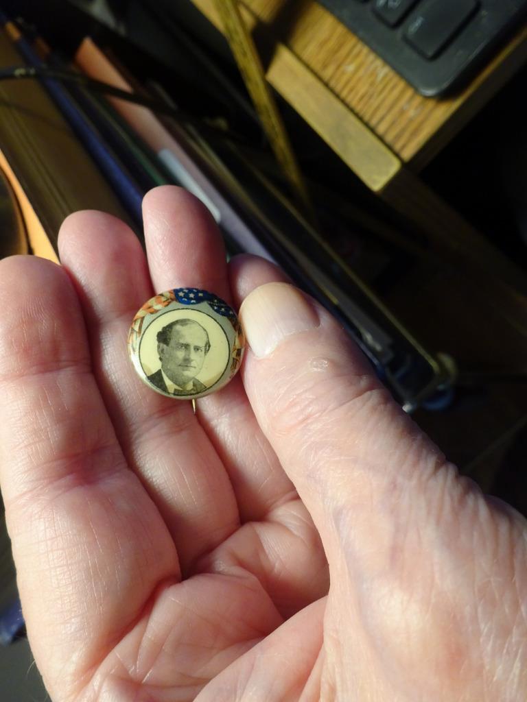 1896 WILLIAM JENNINGS BRYAN CELLULOID CAMPAIGN PINBACK BUTTON