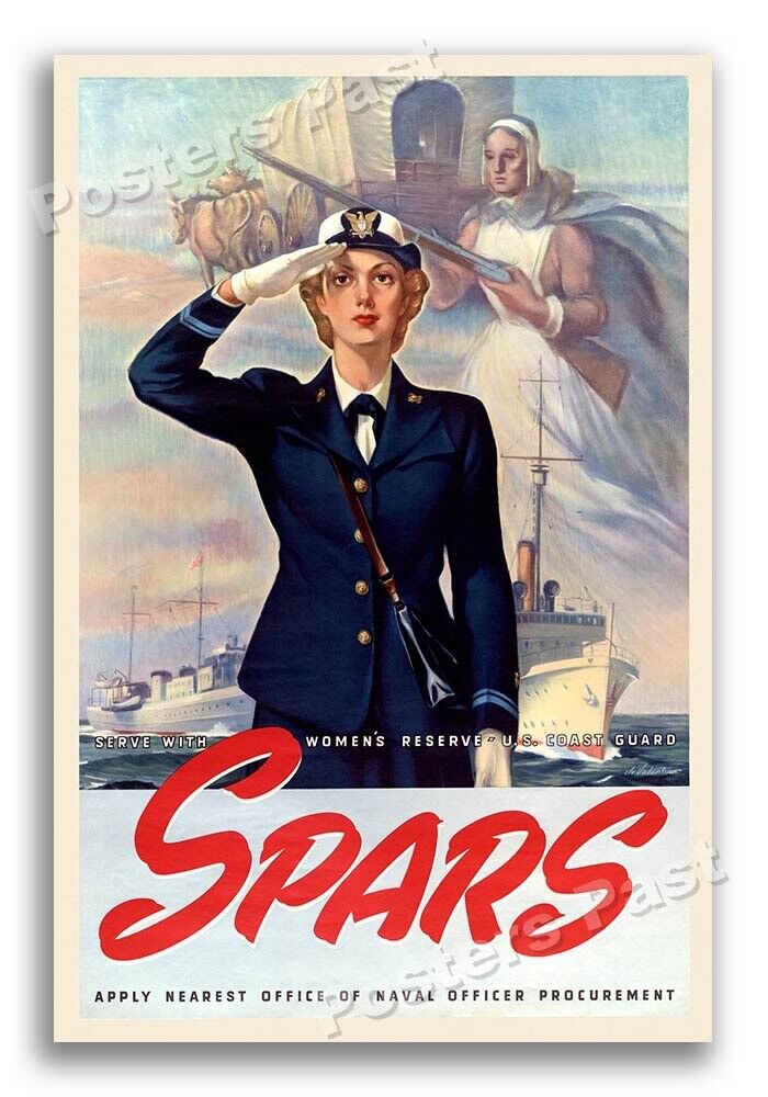 1940s “Serve with the SPARS” WWII Women\'s Coast Guard Recruiting Poster - 24x36