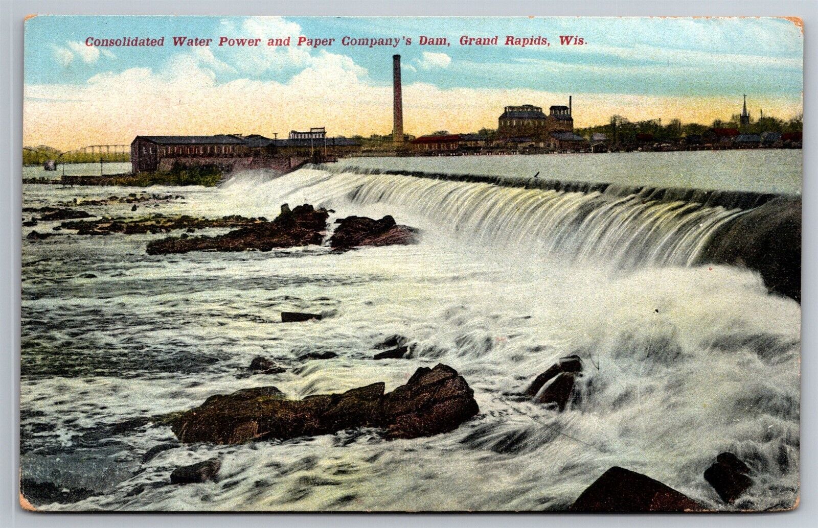 Consolidated Water Power & Paper Co Dam Grand Rapids WI C1910\'s Postcard V4