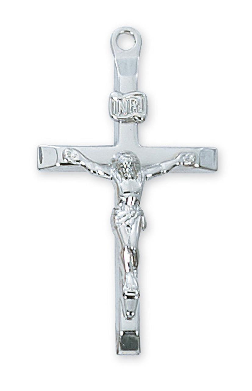 Classic Sterling Silver Crucifix Features 20in Long Chain Comes Gift Boxed