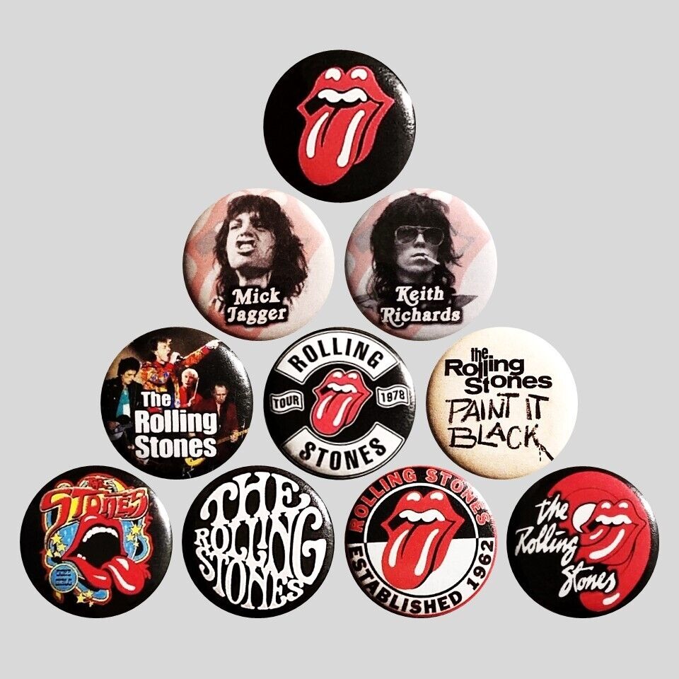 THE ROLLING STONES Buttons Pinbacks Lot-Of-10 Mick Jagger Keith Richards - New