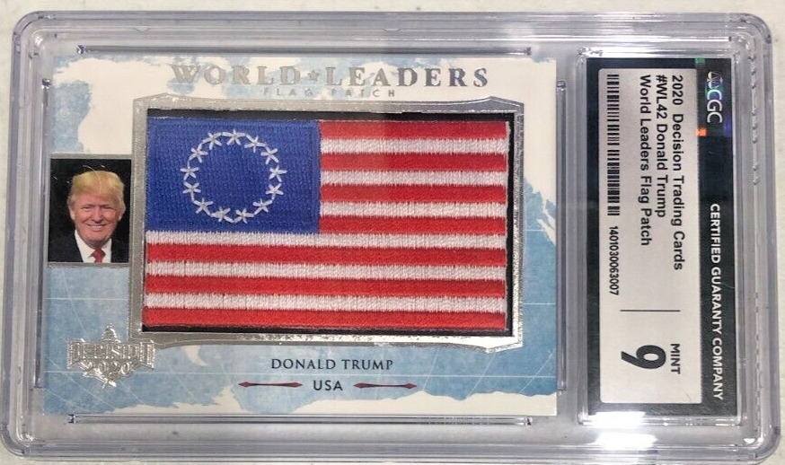 DONALD TRUMP 2020 DECISION TRADING CARDS WORLD LEADERS FLAG PATCH #WL42 CGC 9