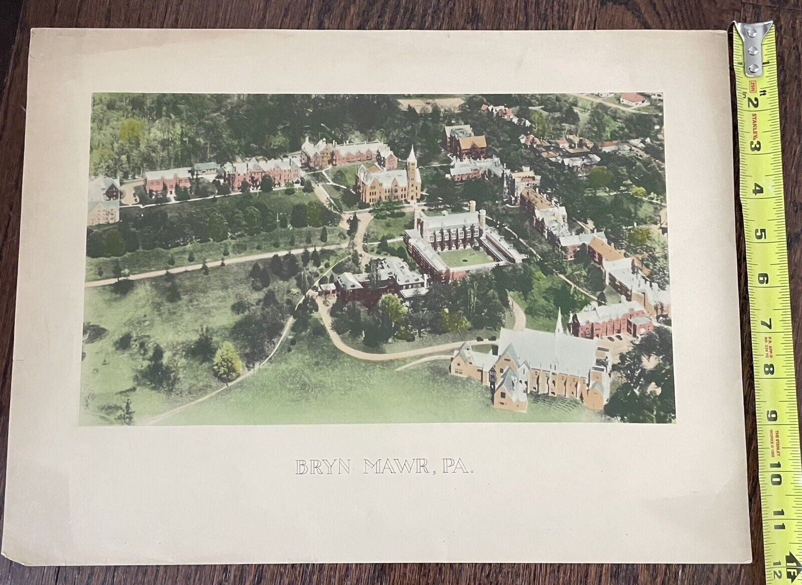 BRYN MAWR, PA.  Ariel View Bryn Mawr College Lithography