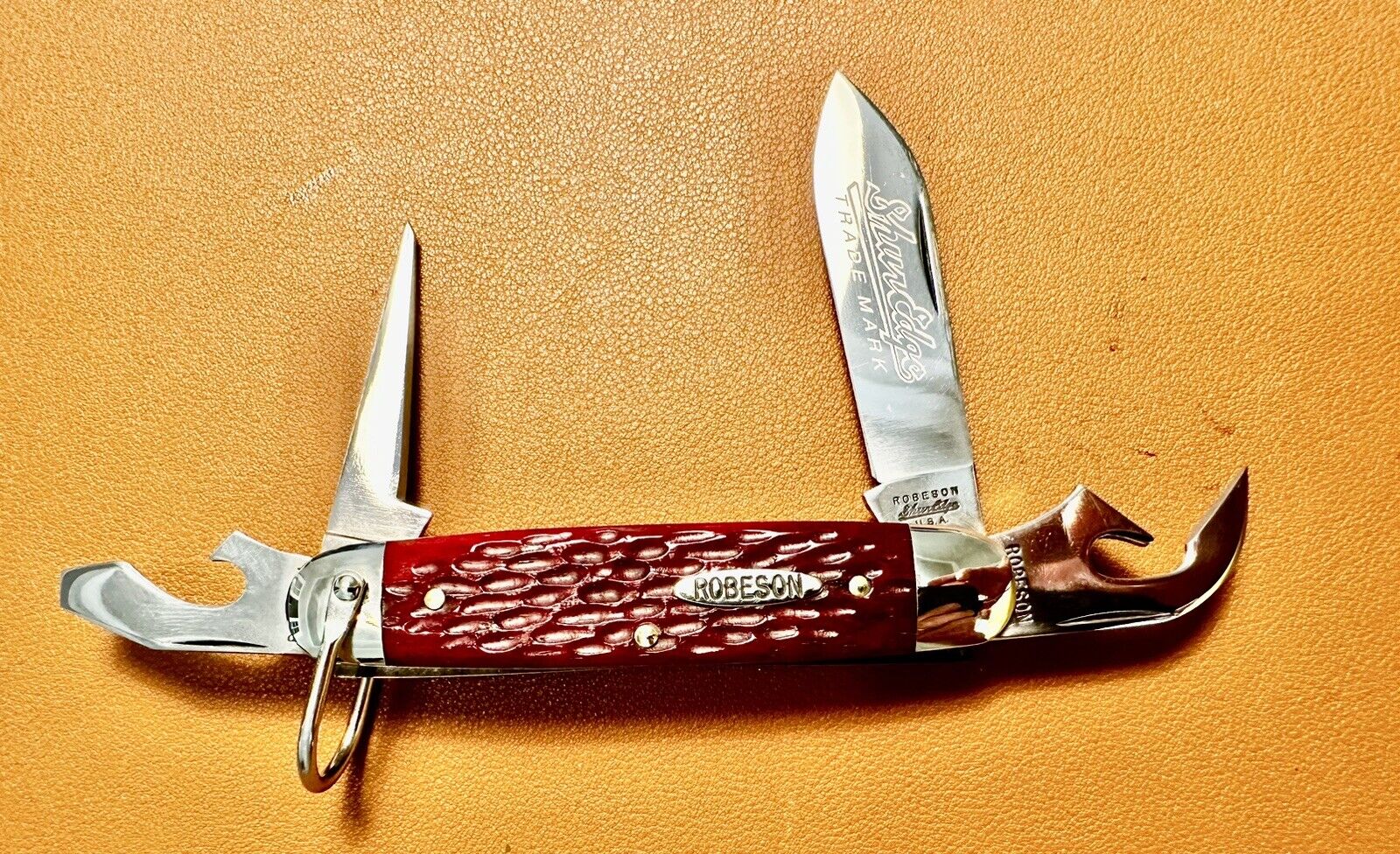 Vintage 1999 Robeson ShurEdge 642214 Scout - Camp Knife Red - Mint Condition