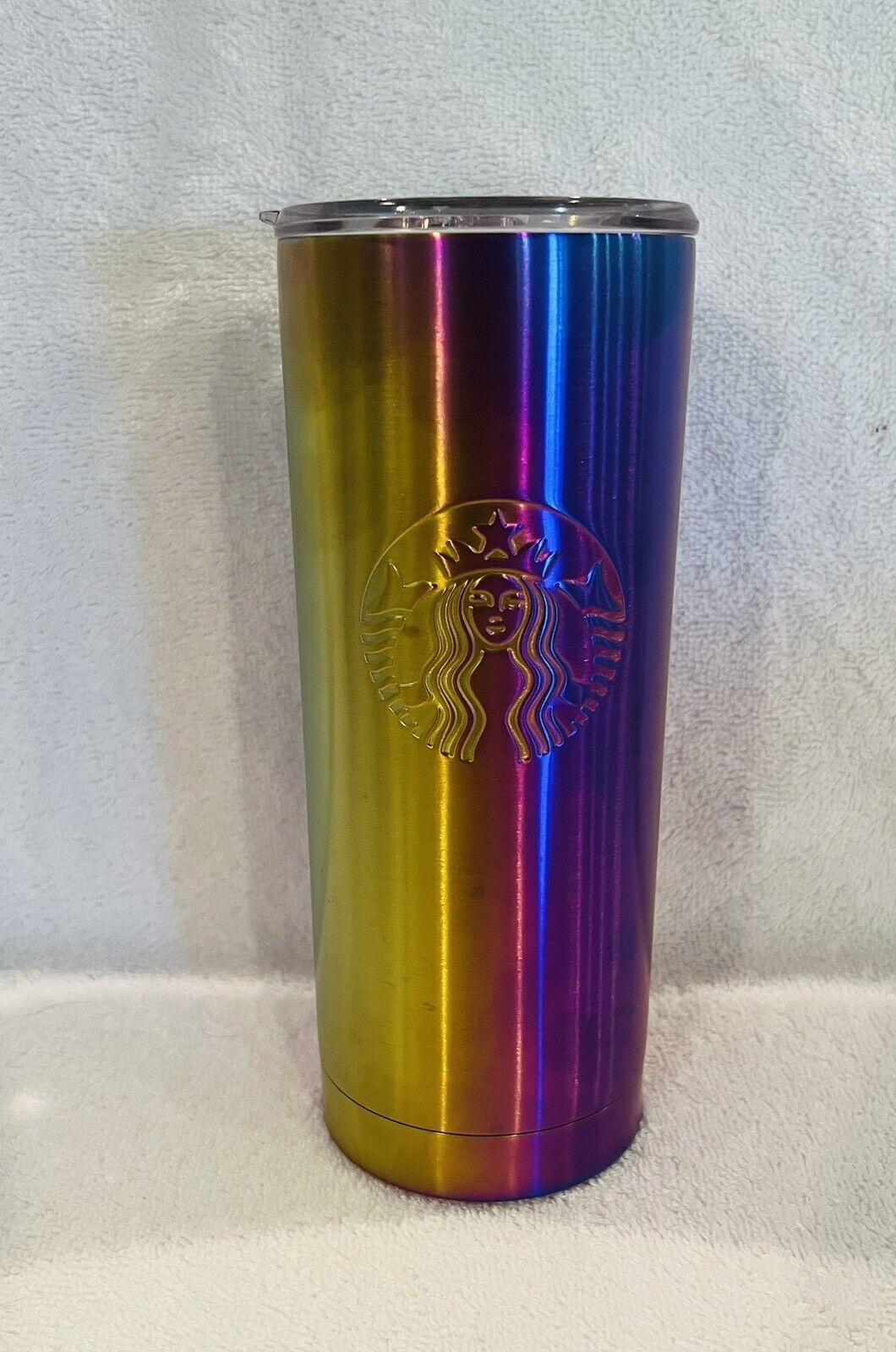 Starbucks Coffee 20oz Iridescent Rainbow Oil Slick Stainless Steel Tumbler Cup