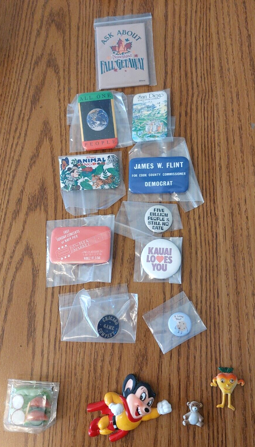 Lot of 10 Assorted Vintage Pins + 4 Fridge Magnets