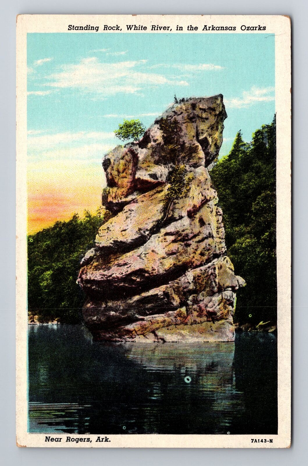 Rogers AR-Arkansas, Standing Rock, White River,  Antique Vintage Postcard
