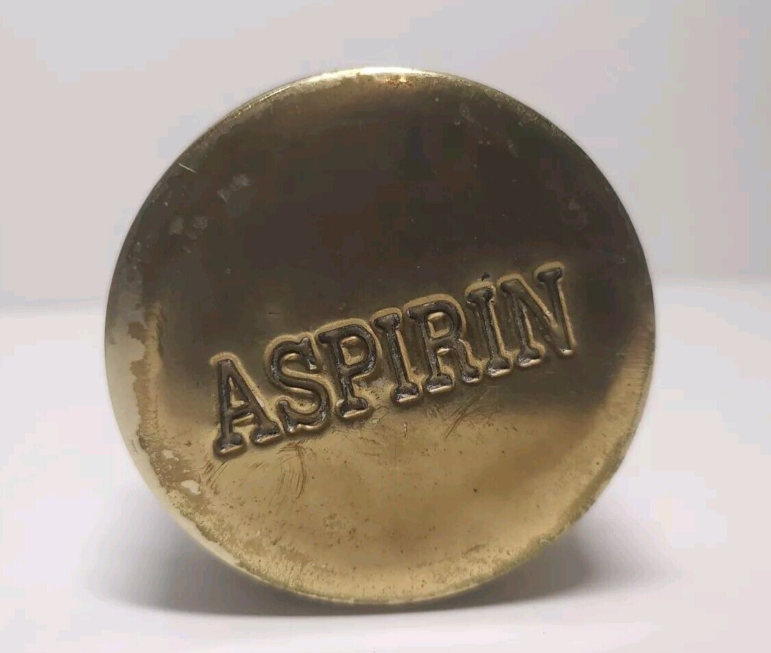 Mid-Century Brass Aspirin Pill Box - Vintage, Antique Trinket Box