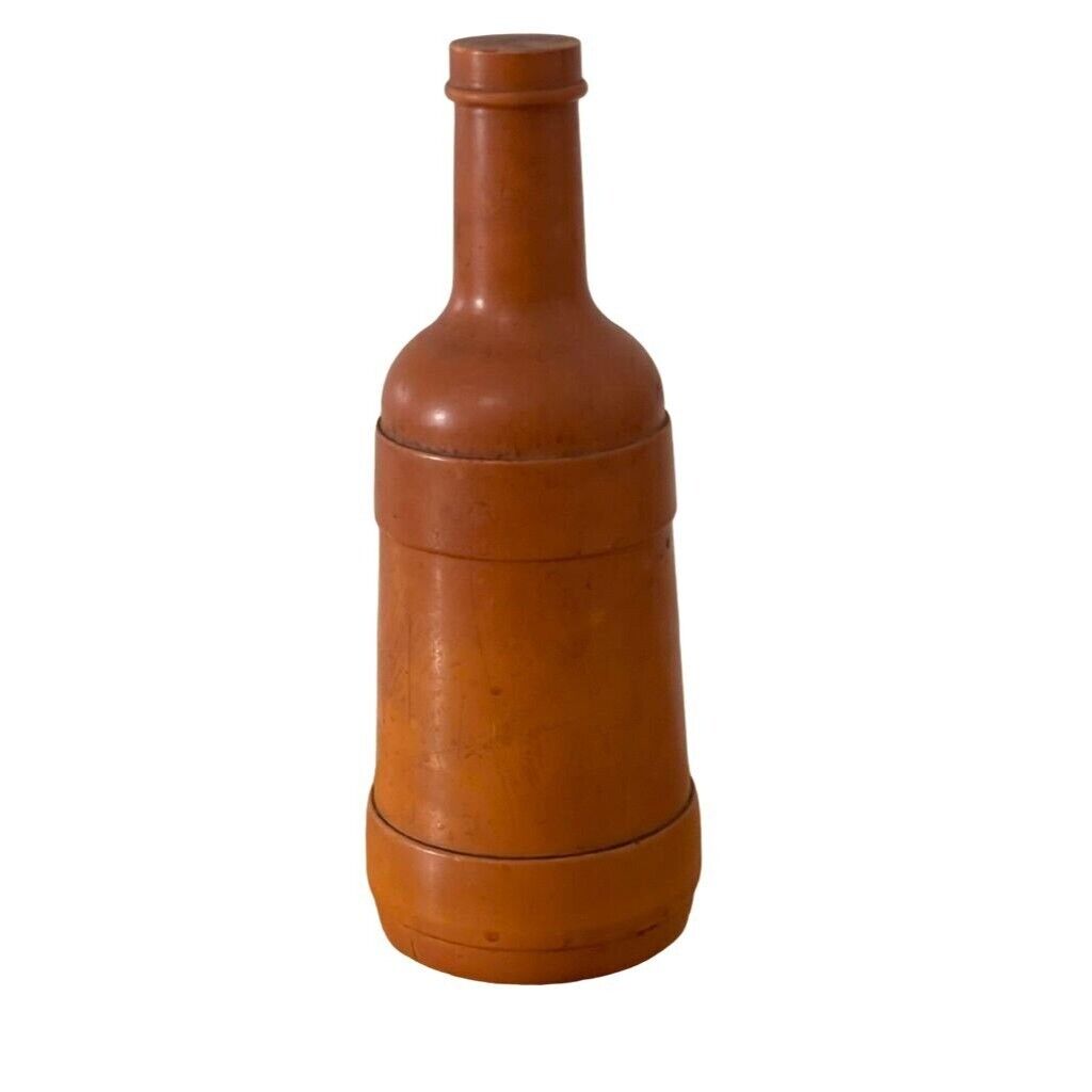 Vintage Hazel Atlas Heavy Ceramic Bottle Mold Brown/Orange