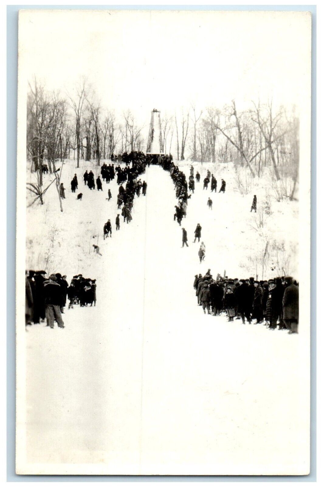 c1910's Winter Snow Ski Jump Fergus Falls Minnesota MN RPPC Photo Postcard