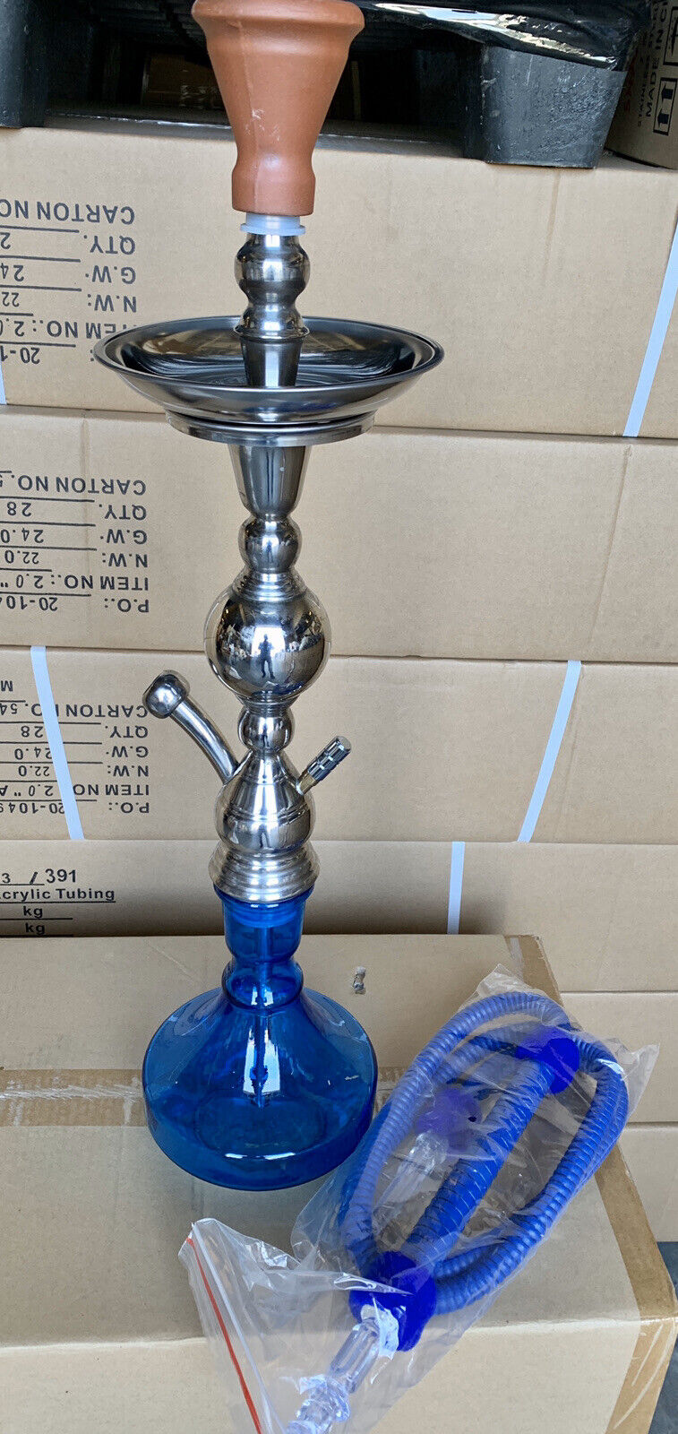 INHALE 36 “  STAINLESS STEEL  EGYPTIAN STYLE HOOKAH WITH A LARGE WASHABLE  HOSE