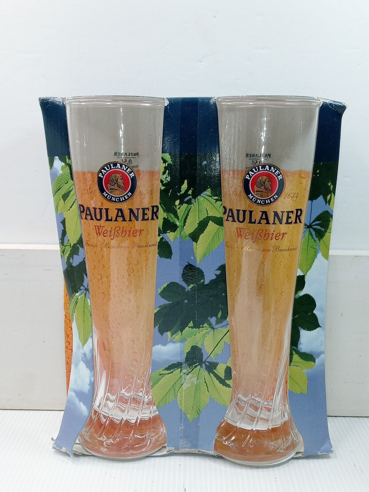 2 Paulaner Munchen WeiBbier Beer Glasses German Beer 10\