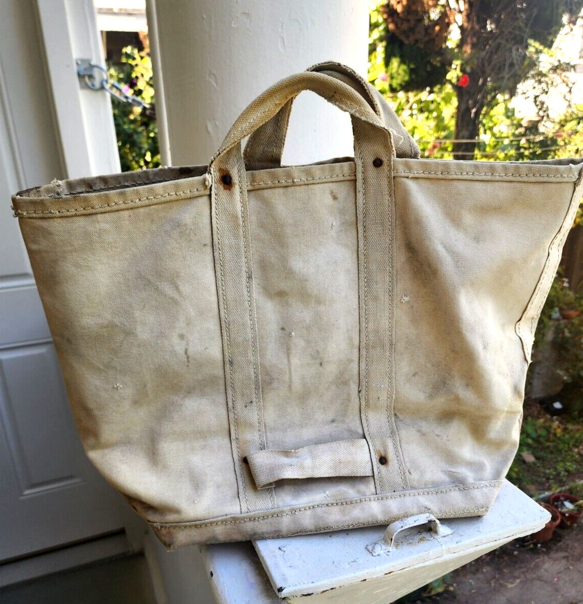 Bell System Telephone Lineman Canvas Tote Tool Bag Vintage Distressed Rivets 40s