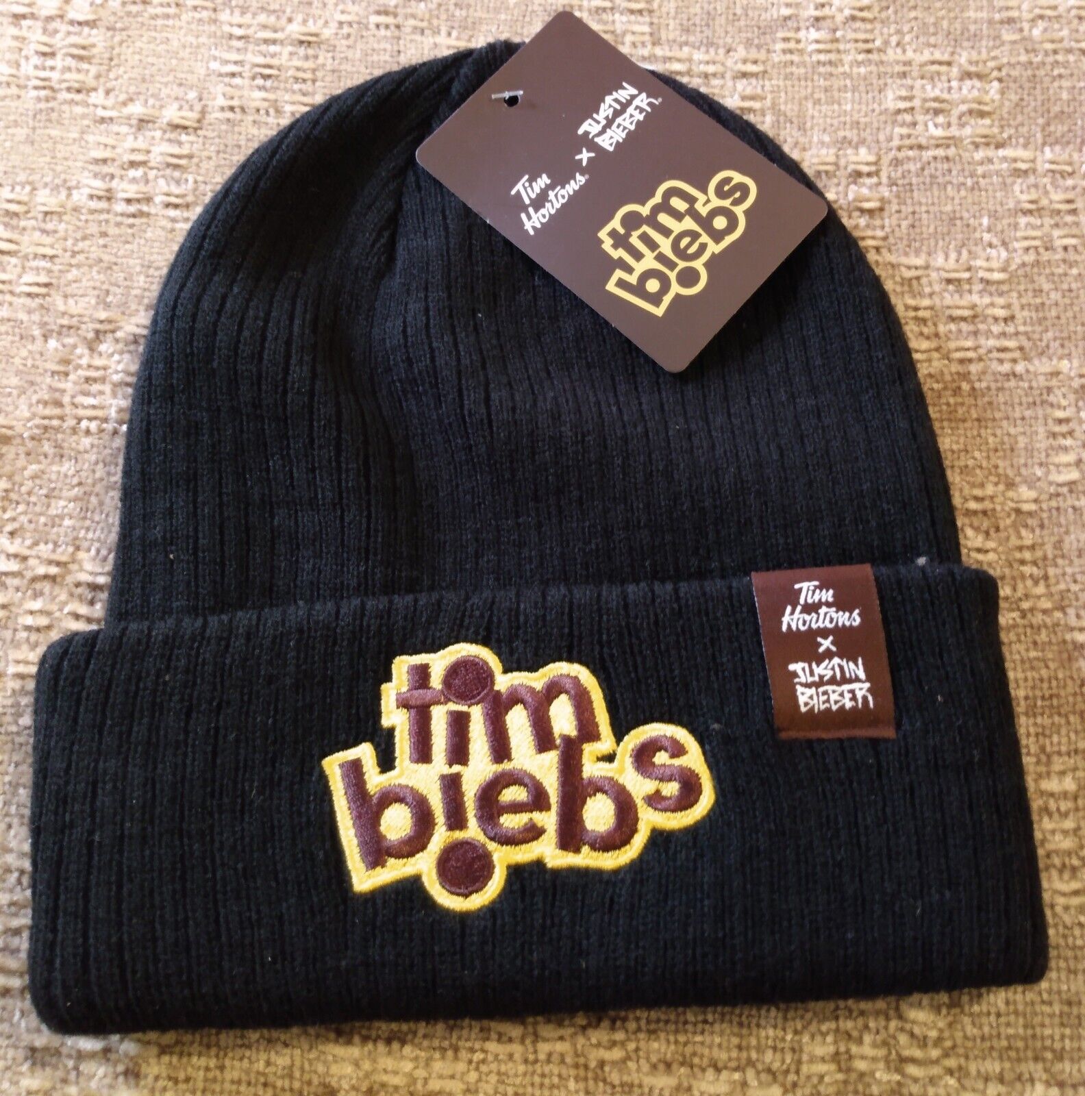 Justin Bieber Tim Hortons Collaboration Tim Biebs Beanie Winter Hat Black Toque
