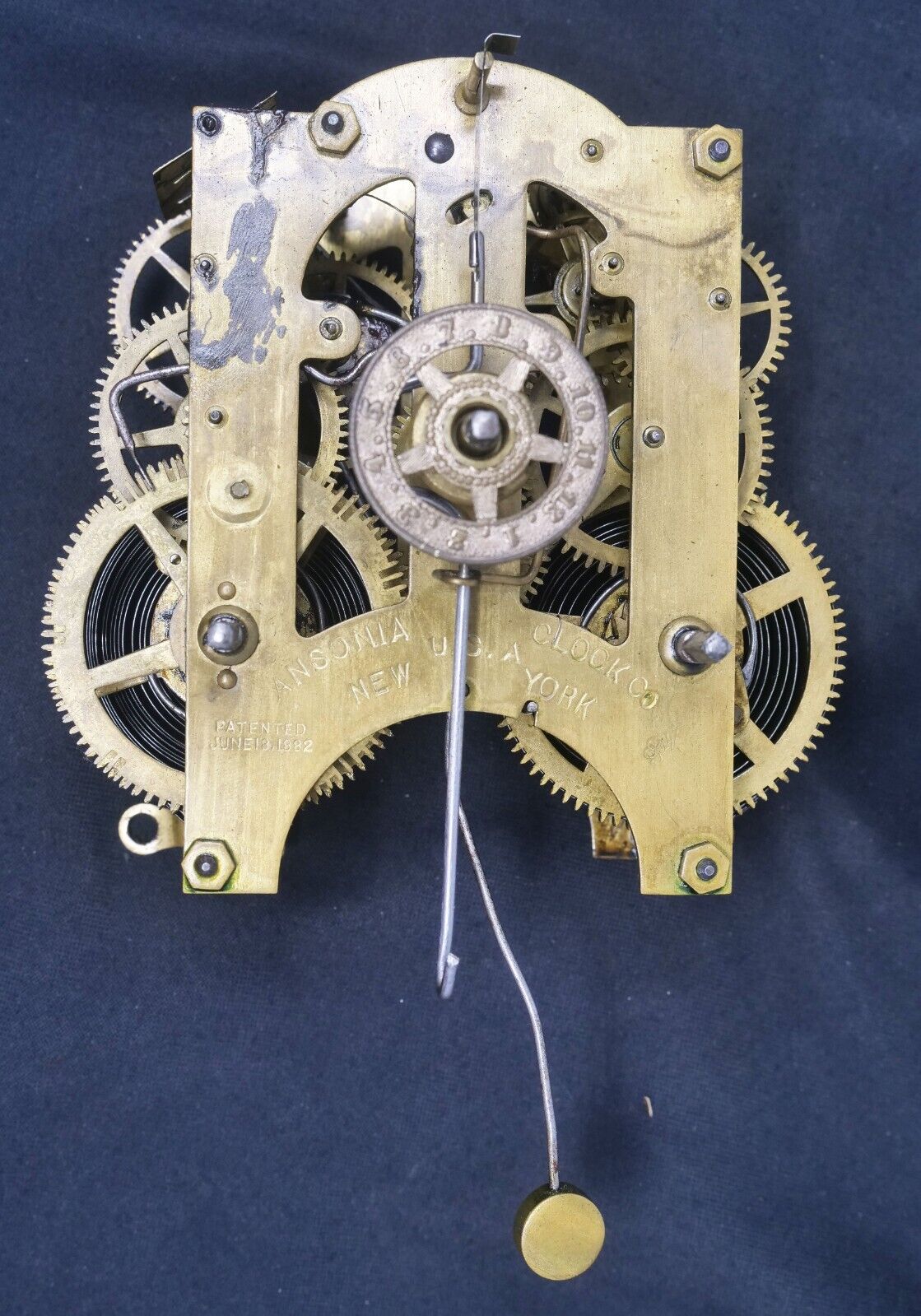Vintage Ansonia Clock Co. New York USA Mechanical Movement Mechanism