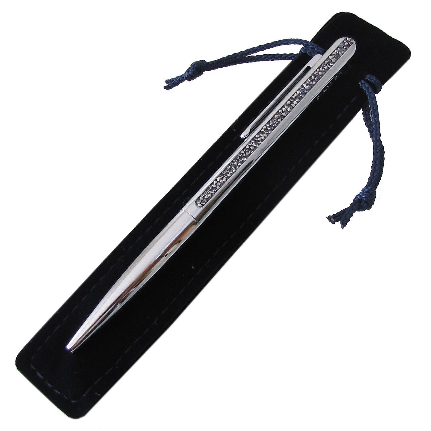 New SWAROVSKI Brand Silver Crystal Rocks Shimmer Ballpoint Pen Black Ink 5595672