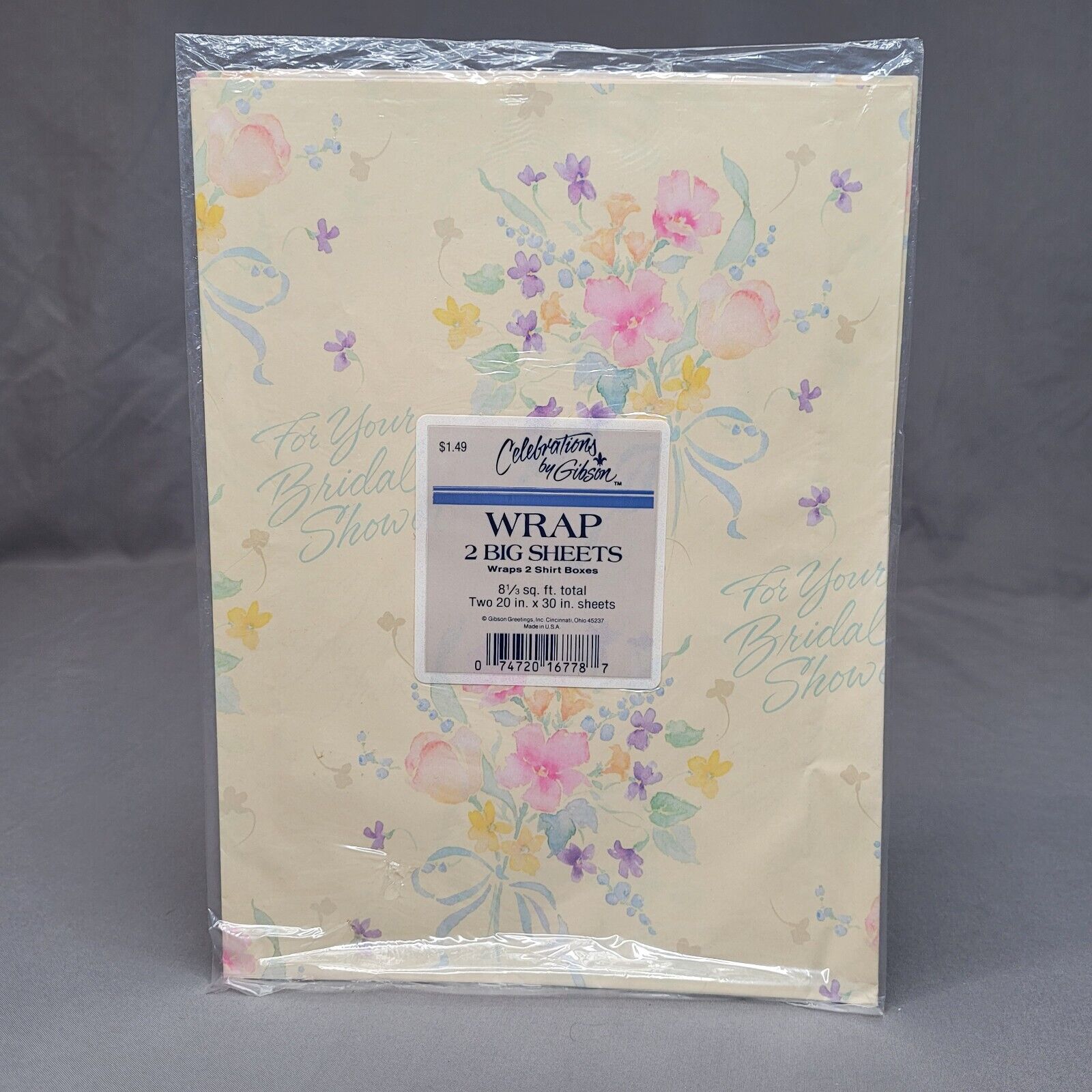 Vintage Celebrations by Gibson Gift Wrap Wrapping Paper 2 Sheets For Bridal NOS